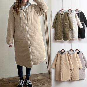 여성 양털 리버시블 롱 패딩 경량 누빔 점퍼 양면 깔깔이 후리스 뽀글이 패딩 겨울 자켓