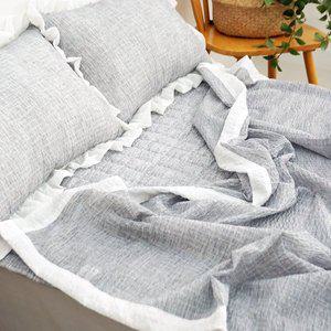 [바숨]믹스 시어서커 여름 홑이불+침대패드+베개커버세트 퀸(Q)