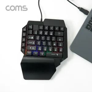 IF739 Coms USB 게이밍 한손 키보드 / 동시입력 지원 / RGB 백라이트 / Fn 멀티미디어 키 / 손목 받침대