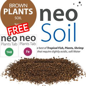 네오 컴팩트 소일 플랜츠 브라운 8L + 탭 TAB +Fe 영양제 증/ 수족관 어항 수조 사료 먹이 청소 ADA 수초 모스 비료 쉬림프 CRS 구피 열대어 관상어 바닥재 장식품
