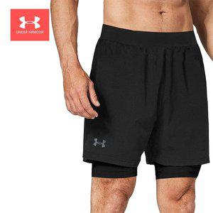 [언더아머] 남성 UA 론치 SW 5인치 투인원 반바지 쇼츠 블랙 1372631-001
