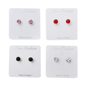 [미니아트][1+1] 실리콘침 귀걸이 큐빅 5mm 라운드 4종 택1
