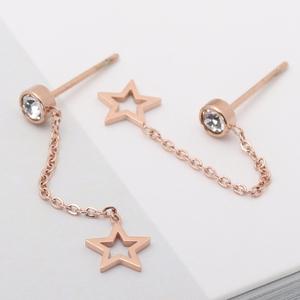 써지컬스틸 별 체인 큐빅 드롭 귀걸이 패션귀걸이 SE071