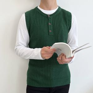 [179st]YAN 1053 남자헨리넥와플니트조끼