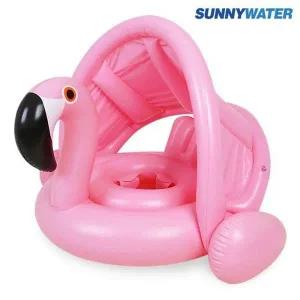 [케이에스몰]써니워터 유아 플라밍고 그늘막 보행기튜브 물놀이용품 유아동 베이비 아기 튜브..
