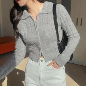 [모어렌] 노엠 크롭 케이블 투웨이 니트 집업 [tcd0219]