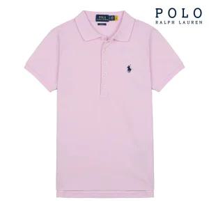[POLO RALPH LAUREN] 폴로 랄프로렌 여성 슬림핏 스트레치 반팔 카라티 핑크 [5 버튼]