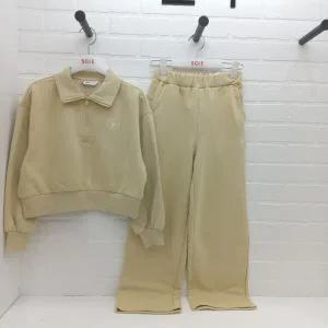 [소이]크롭 반오픈 맨투맨 셋업티 와이드 바지(23W1751 1752_MU)_CJ