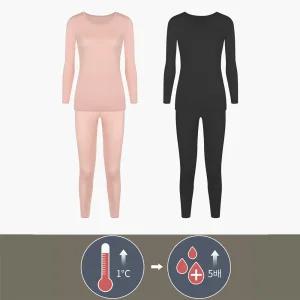 비비안 판도라 여성내복 세트 겨울 얇은 상하 내의 스킨색 검정