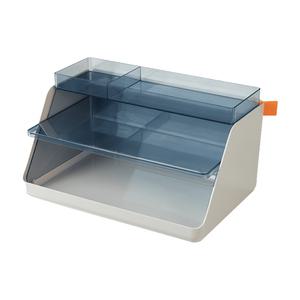 델리 Xdomo 다용도 2단 트레이 데스크 오거나이저, 라이트그레이, 1개