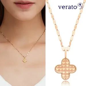 12시전 오늘출발 베라토 14K 크로버 목걸이 여자 여성 금 네잎 클로버 팬던트 크로바 레이어드 선물 체인