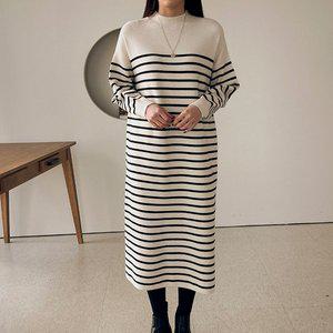 [어반프랑] 모얼 반목 스트라이프 니트 롱원피스