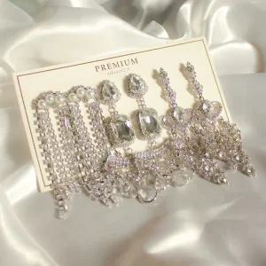 [은침] 고급 큐빅 드롭 실버 볼드린 귀걸이세트 귀찌세트