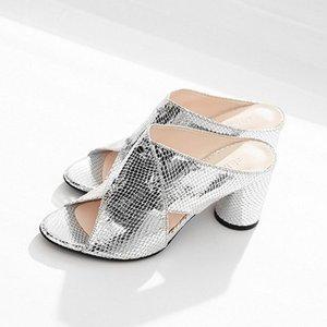 [지젤슈즈]뱀피실버가죽 오픈토/[8772]