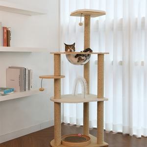 펫토리아 GP 투명 해먹 고양이 원목 캣타워 대형 158cm