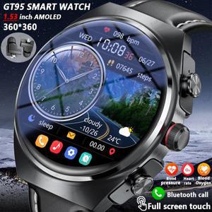 GT95 TWS 스마트 워치, 스피커 트래커, 음악, 남성용 스포츠 시계, 하이파이 이어폰, 2 인 1 이어폰