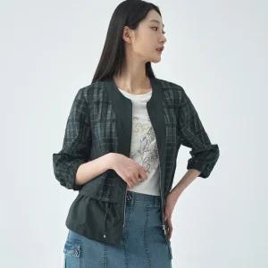 메탈 체크 가디건형 숏 코트 LCCAO428_DE