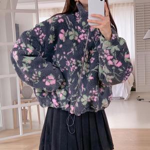 [M7] 여자 플리스 꽃무늬 귀여운 FW 양털 집업 점퍼