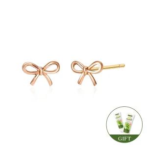 (카밀핸드크림+선물포장)[비앤비골드] 14K 쁘띠 미니 리본 매듭 침 귀걸이 한쌍 MNE40362