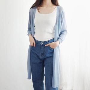 여성 얇은 쿨 7부 로브가디건 가디건 비치로브 롱