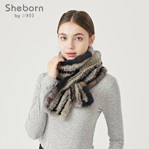 [진도 끌레베]역시즌 특가  진도 쉬본 밍크 니팅 머플러 -멀티(AM71)