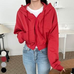 여성 크롭 후드 티셔츠 크롭티 집업 간절기 아우터