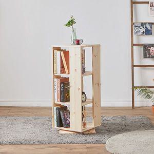 히트가구 CZ100 레드파인 원목 3단 회전 책장 400 1color