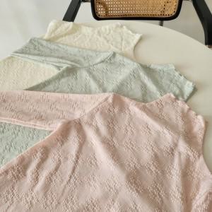 여성 시스루 에린 스판 레이스 목폴라 블라우스 이너티 속티