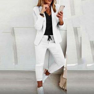 여자 봄 가을 면접복장 여성 투피스 여성용 블레이저 바지 정장 사무실용 긴팔 재킷 펜슬 슬림핏 옷깃 세트