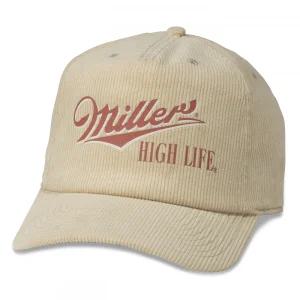 밀러 하이 맥주 모자 Miller High Life Beer Printed 아메리칸 니들 코듀로이 브라운