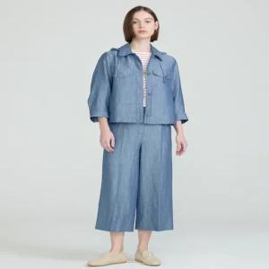 닥스 여성 25SS 블루 탈착후드 린넨혼방 자켓 DLJA5B401B2