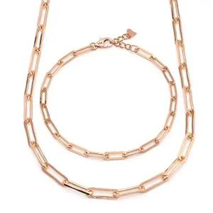 [비앤비골드]18K 심플 레이어드 2mm 클립체인 주얼리세트 (목걸이+팔찌) IRS29837