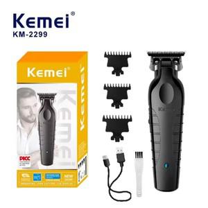 Kemei 호환 2299 이발사 무선 헤어 트리머 0mm 제로 갭 조각 클리퍼 디테일러 전문 마무리 절단기