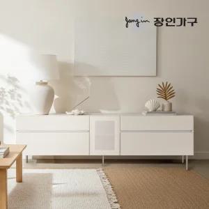 장인가구 무와 E0등급 하이그로시 1800 높은 거실장 티비다이