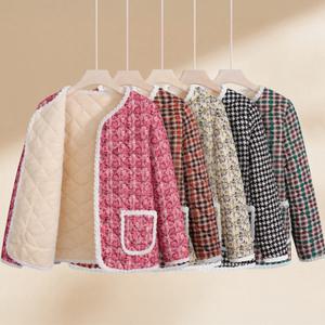 할머니 꽃무늬 패딩 어르신 누빔 점퍼 양털 경량 재킷