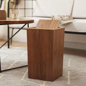 높이 사무실 다용도 스텐 사각 호두색 휴지통 65X21X21 호두나무 야외 원목 우드