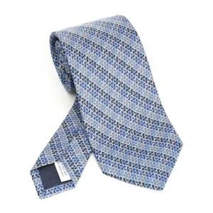 페라가모 간치니 체인 프린트 실크 타이 351298786572 004