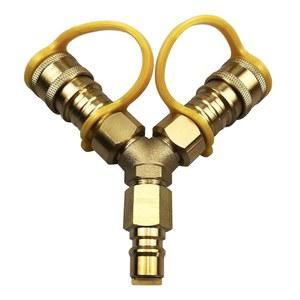 웨버 천연가스 그릴 발전기 파티오 히터 피자 오븐 파이어핏 등을 위한 3/8인치 Y-스플리터 퀵 커넥트 어댑터 교체