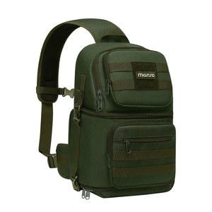 MOSISO 카메라 슬링백 DSLR/SLR/거울 없는 전술 크로스바디 백 케이스 사진 슬링팩 삼각대 홀더 및 캐논/니콘/소니/후지와 호환되는 탈착식 모듈식 인서트 아미 그리N