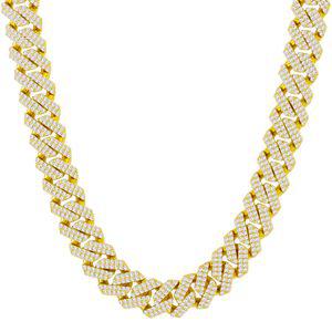 KRKC&CO 12mm K14 CZ 51 cm 키헤이 체인 목걸이 지르코니아 스퀘어 마이애미 쿠반 체인 골드 도금 다이어