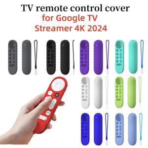 Google TV Streamer 4K 2024 용 실리콘 보호 케이스 음성 원격 제어 미끄럼 방지 커버 쉘 (끈 포함)