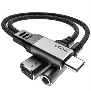 [티엑스온] USB-C to 3.5 + C타입 이어폰 고속충전 듀얼 젠더