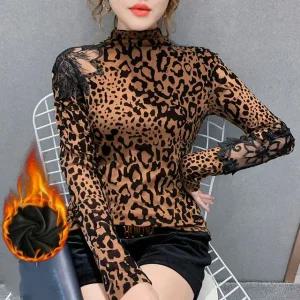 [헬리꽁땡]레오파드기모블라우스2종(블랙+브라운)