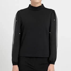 [올리브데올리브]올리브데올리브 블링장식배색 소매블라우스