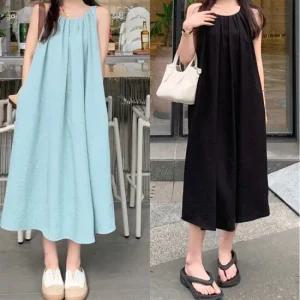 LnD 무드플로우 민소매 여성 롱 원피스 데일리 휴양지 여행 플레어 여름 치마