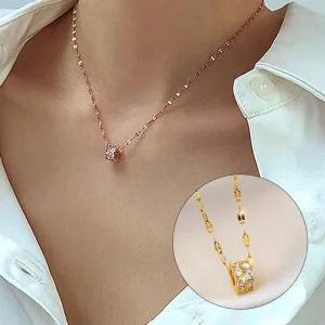 [오노마] ONM 써지컬스틸 두줄 링큐빅목걸이 3컬러