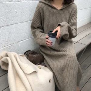 보들터치 골지후드 롱원피스