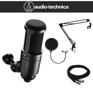  오디오테크니카 AT2020 보컬 녹음 방송용 콘덴서 마이크 관절스탠드 팝필터 케이블 AT-2020