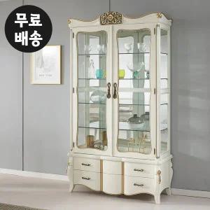 [벤티스가구]레온 마호가니 원목 장식장 유리 수납장 진열장 엔틱 장식장 인테리어 거실 가구(1150)