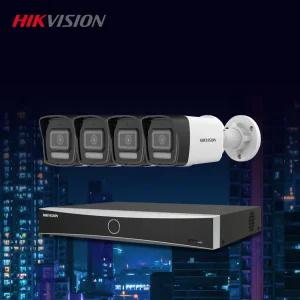 하이크비전 4K 800만화소 야간컬러 IP 실외4대+4채널 NVR 녹화기 CCTV 자가설치세트 POE